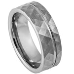 8mm Silver Tungsten Faceted Band on white background