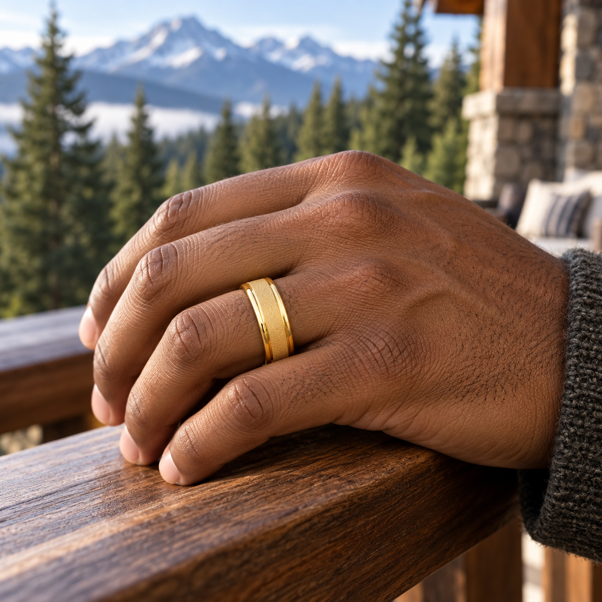 TR859 tungsten wedding band lifestyle image