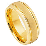 8mm Yellow Tungsten Stardust Band with Double Grooves on white background