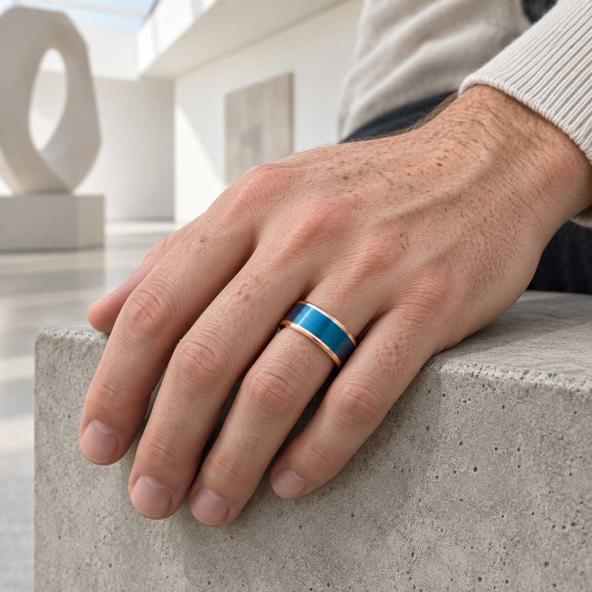 TR862 tungsten wedding band lifestyle image