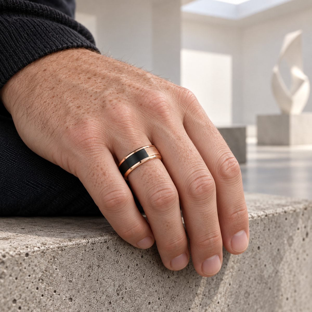 TR867 tungsten wedding band lifestyle image