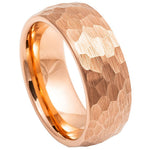 8mm Rose Tungsten Hammered Band on white background