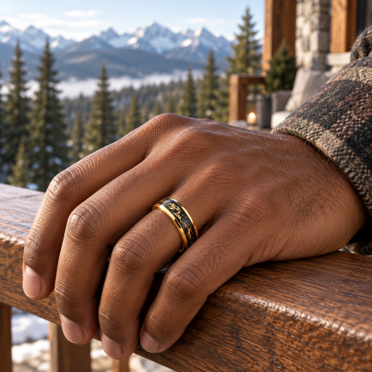 TR874 tungsten wedding band lifestyle image