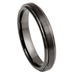 4mm Gunmetal Tungsten Brushed Band with Stepped Edges on white background
