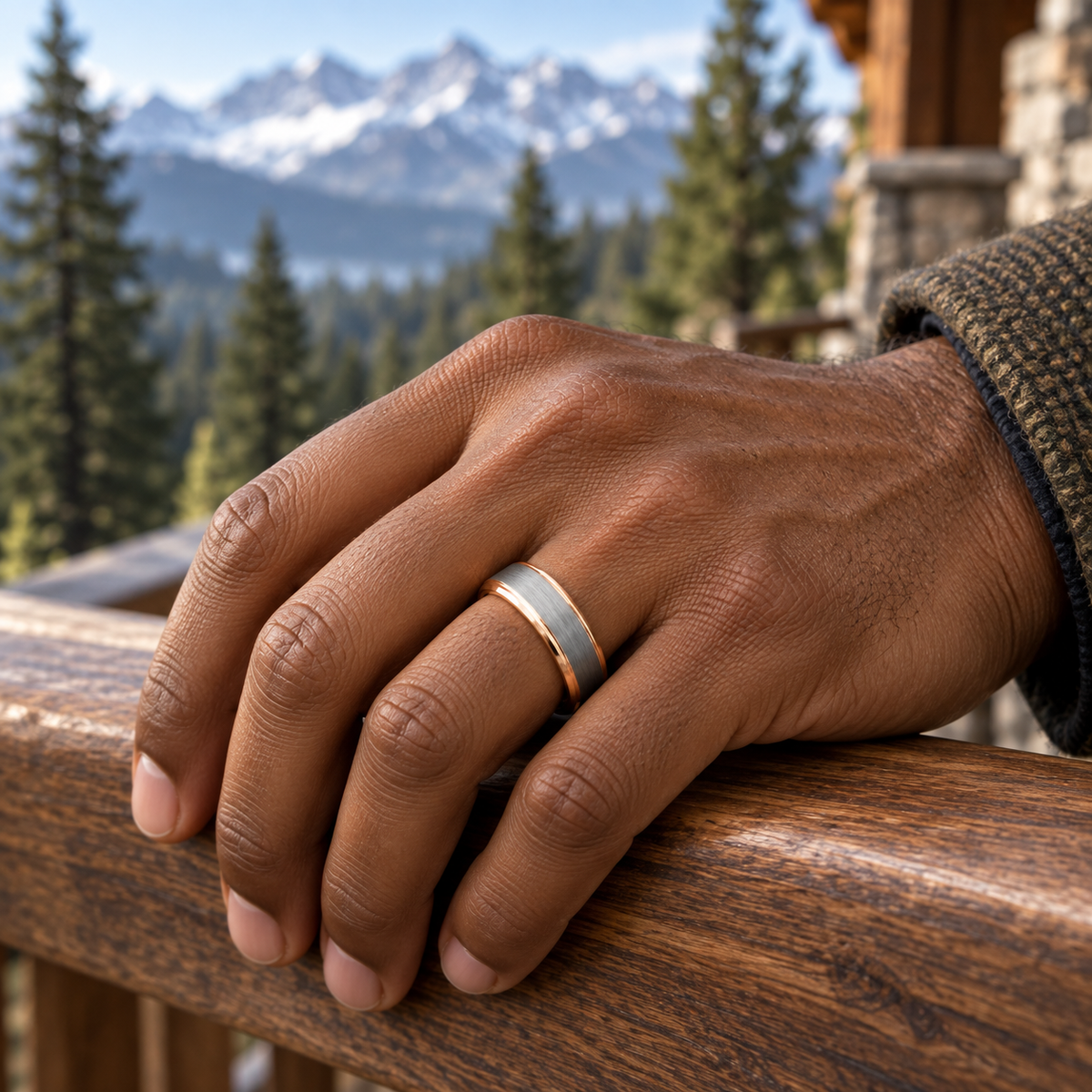 TR879 tungsten wedding band lifestyle image