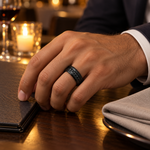 8mm Black Tungsten Band with Black Diamond lifestyle image