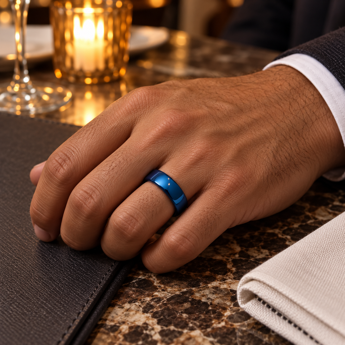 TR893 tungsten wedding band lifestyle image