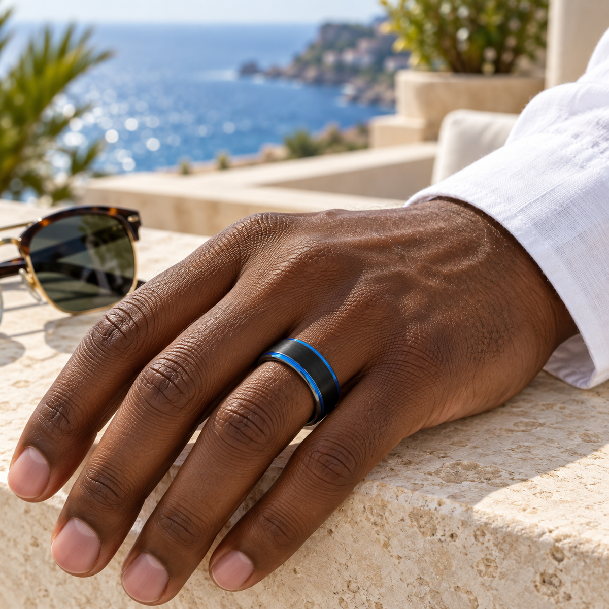 TR901 tungsten wedding band lifestyle image