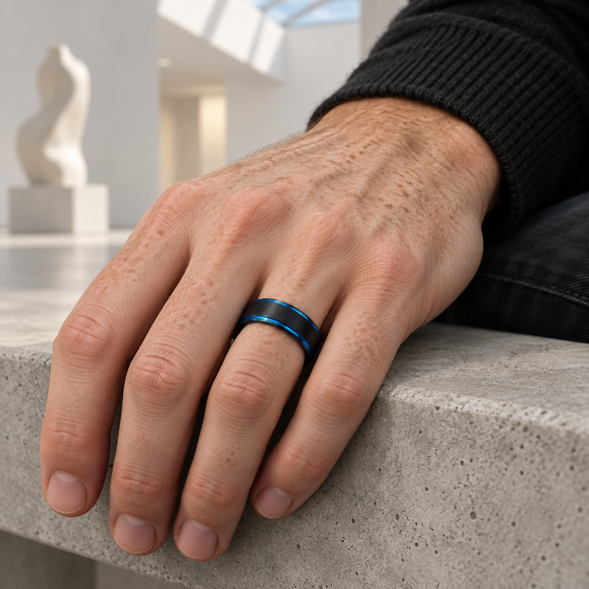TR902 tungsten wedding band lifestyle image