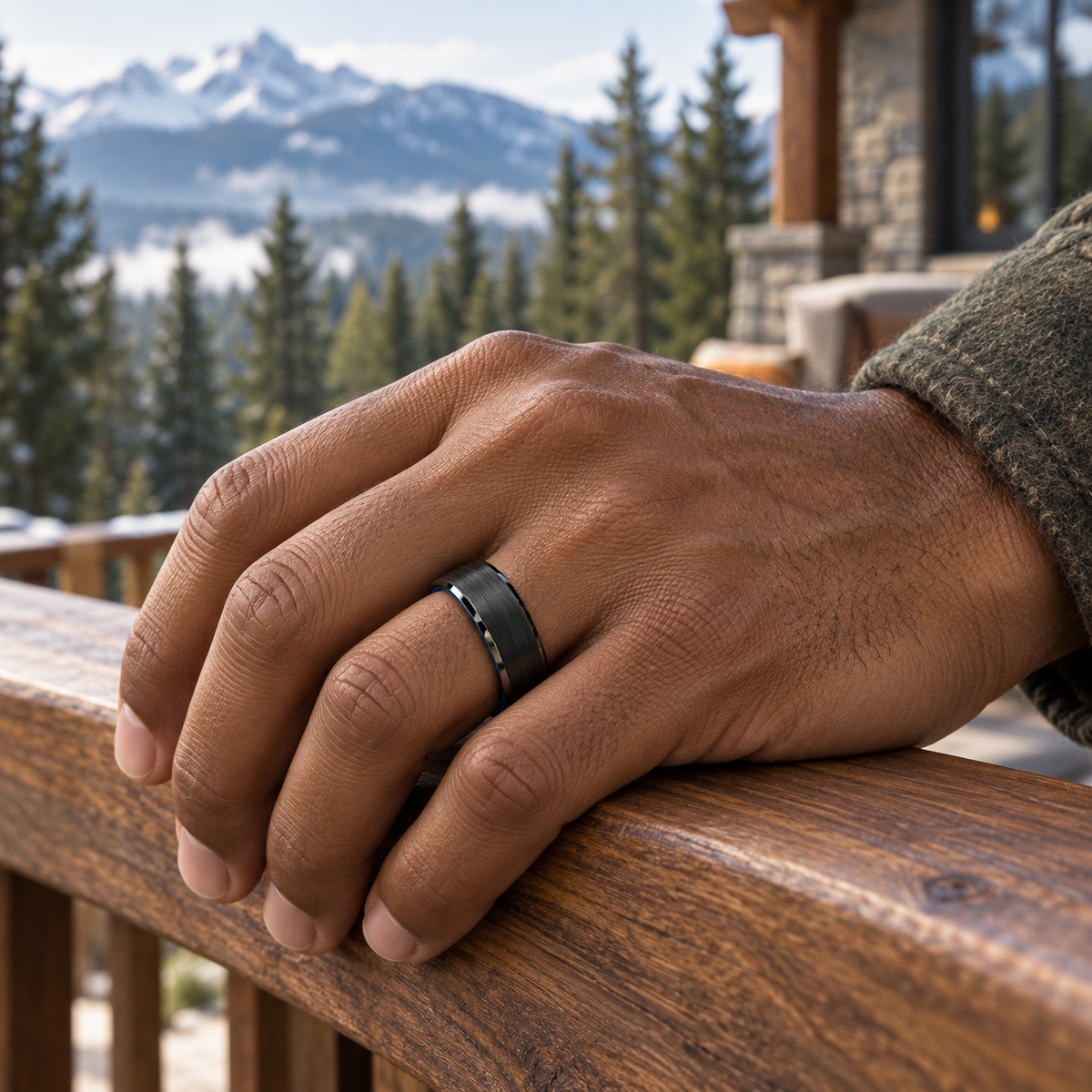 TR904 tungsten wedding band lifestyle image