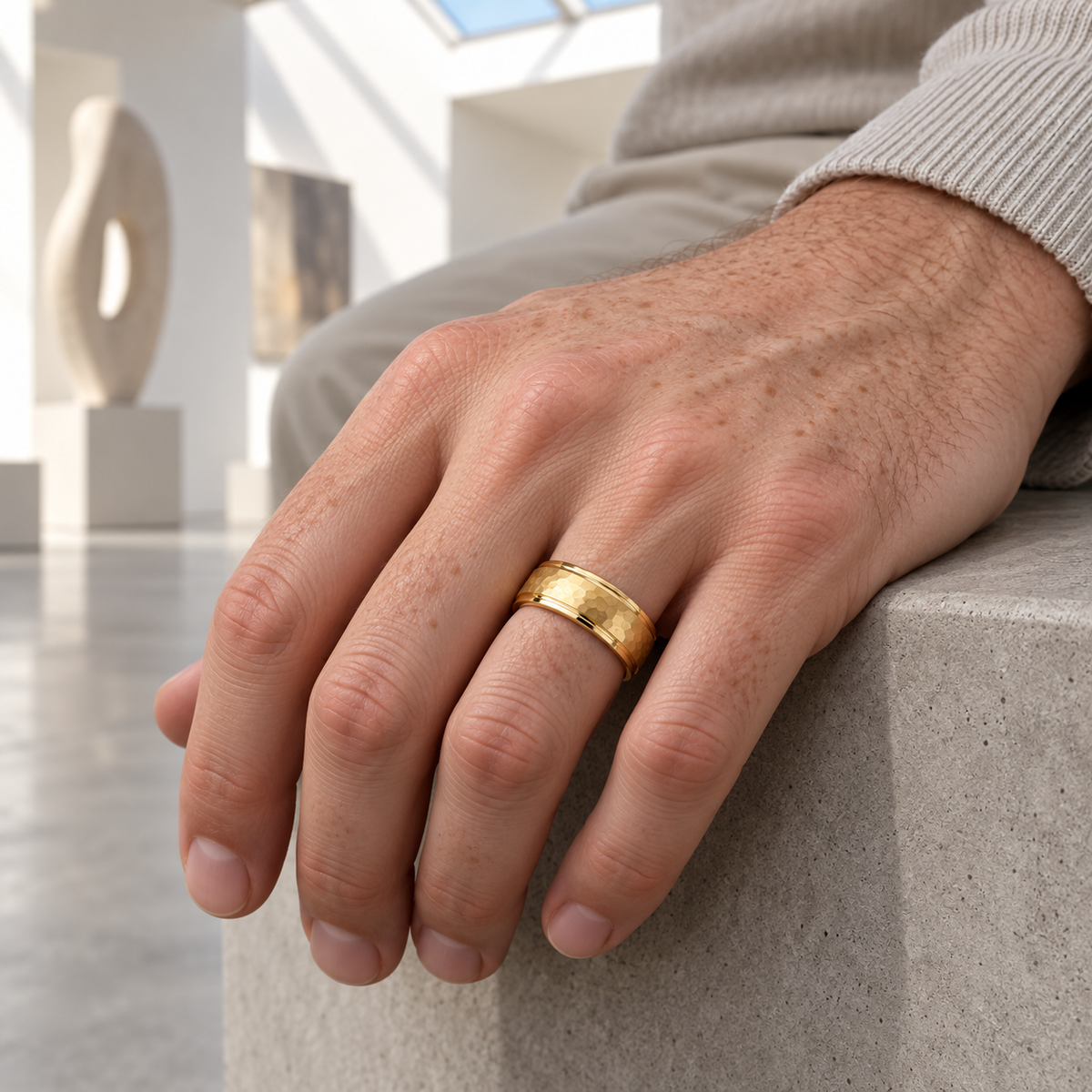 TR912 tungsten wedding band lifestyle image