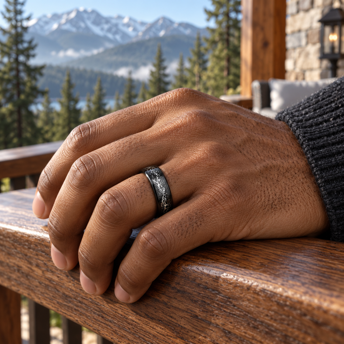 TR914 tungsten wedding band lifestyle image