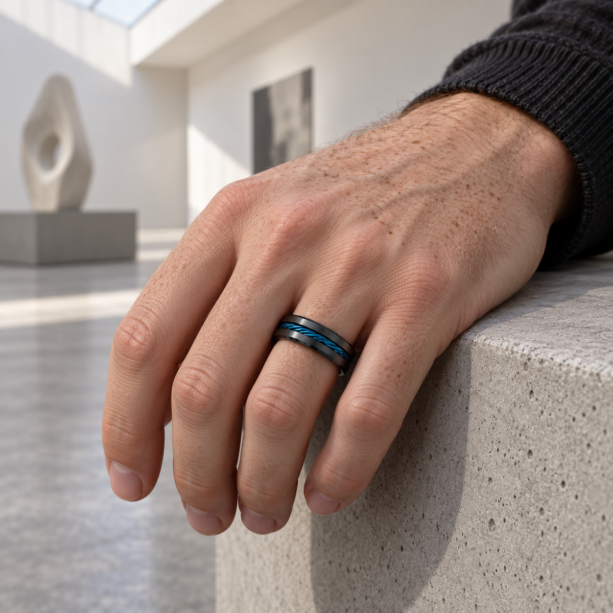 TR917 tungsten wedding band lifestyle image