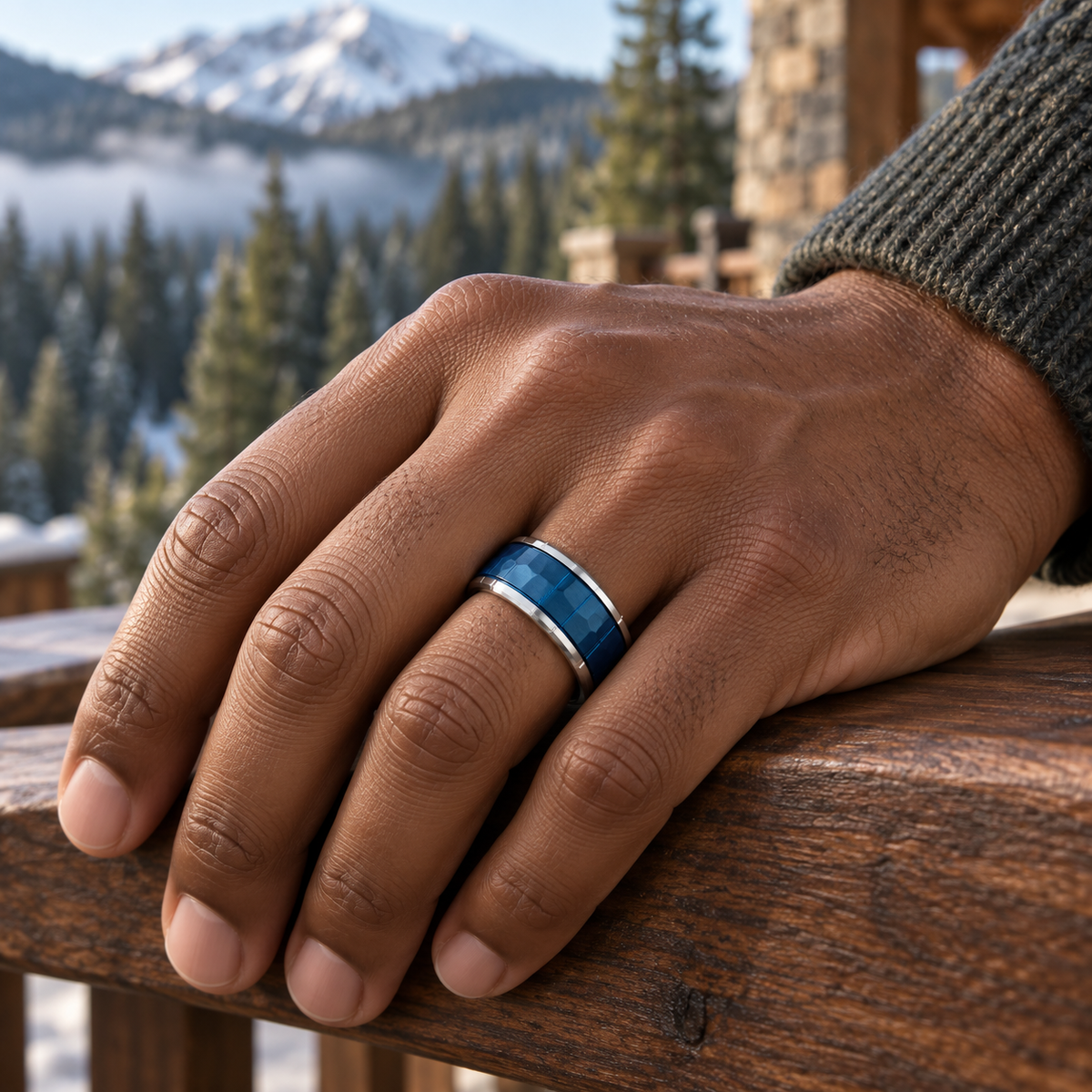 TR919 tungsten wedding band lifestyle image