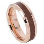 6mm Rose Tungsten Brushed Beveled-Edge Band on white background
