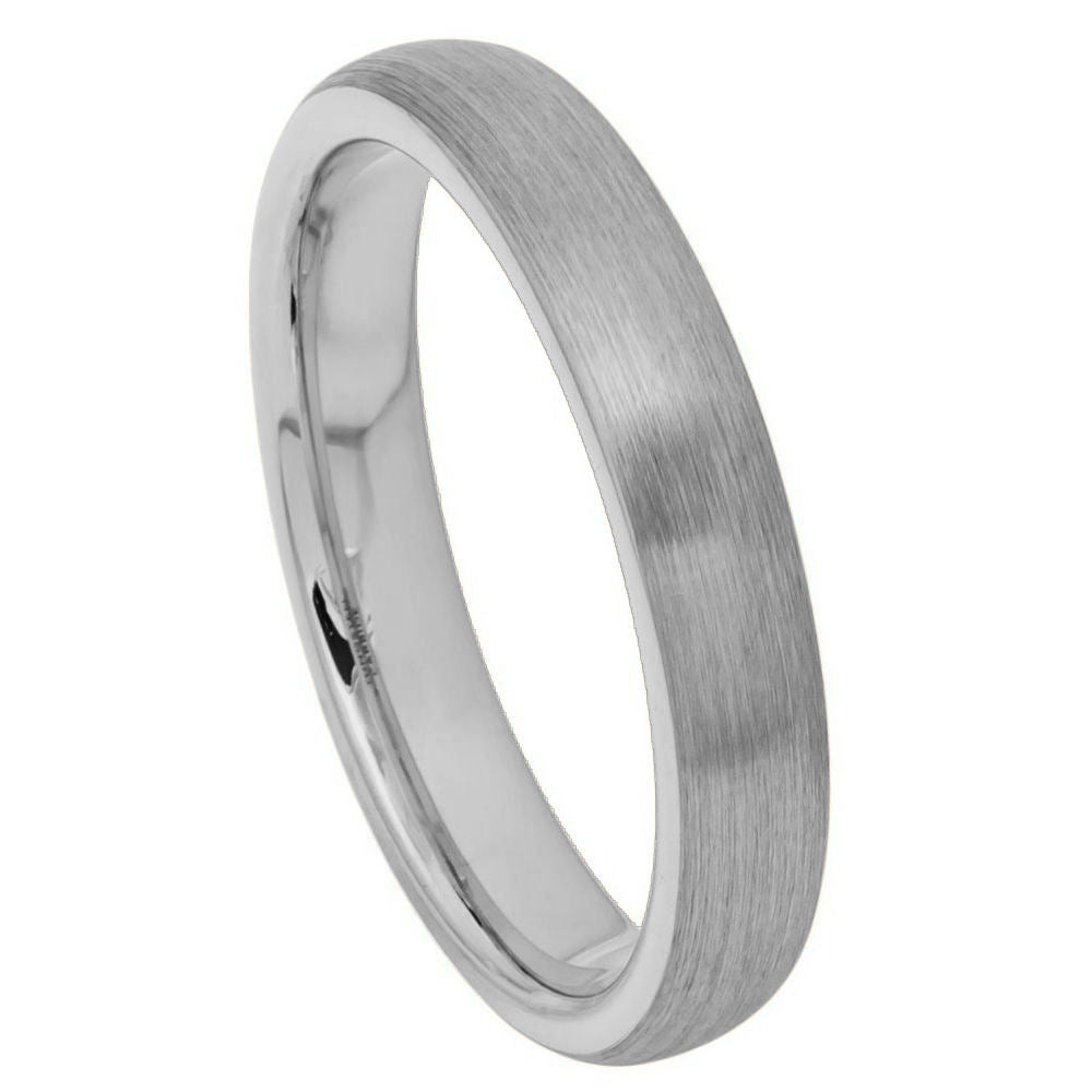 4mm Silver Tungsten Brushed Domed Band