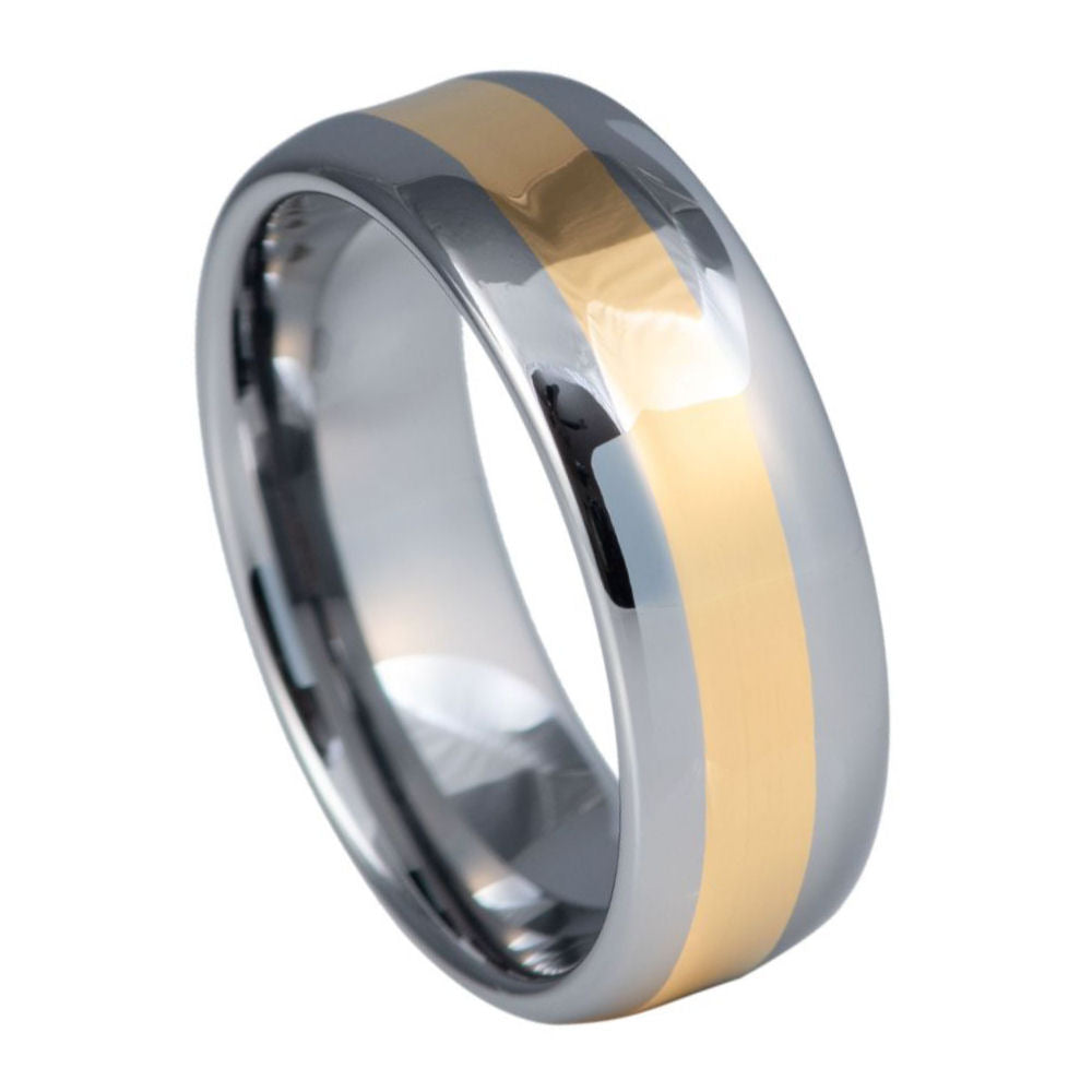 8mm Gunmetal & Yellow Tungsten Center-Stripe Band