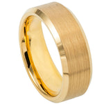 8mm Yellow Tungsten Brushed Band with Polished Edges