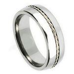 8mm Silver Tungsten Band with Braided Rope Inlay