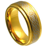 8mm Yellow Tungsten Band with Silver Celtic-Knot Inlay