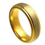 6mm Yellow Tungsten Band with Silver Celtic-Knot Inlay