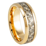 8mm Yellow Tungsten Band with Silver Woven Inlay