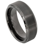 8mm Gunmetal Tungsten Brushed Band with Stepped Edges