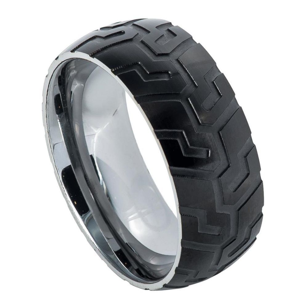 9mm Black Tungsten Tire-Tread Band
