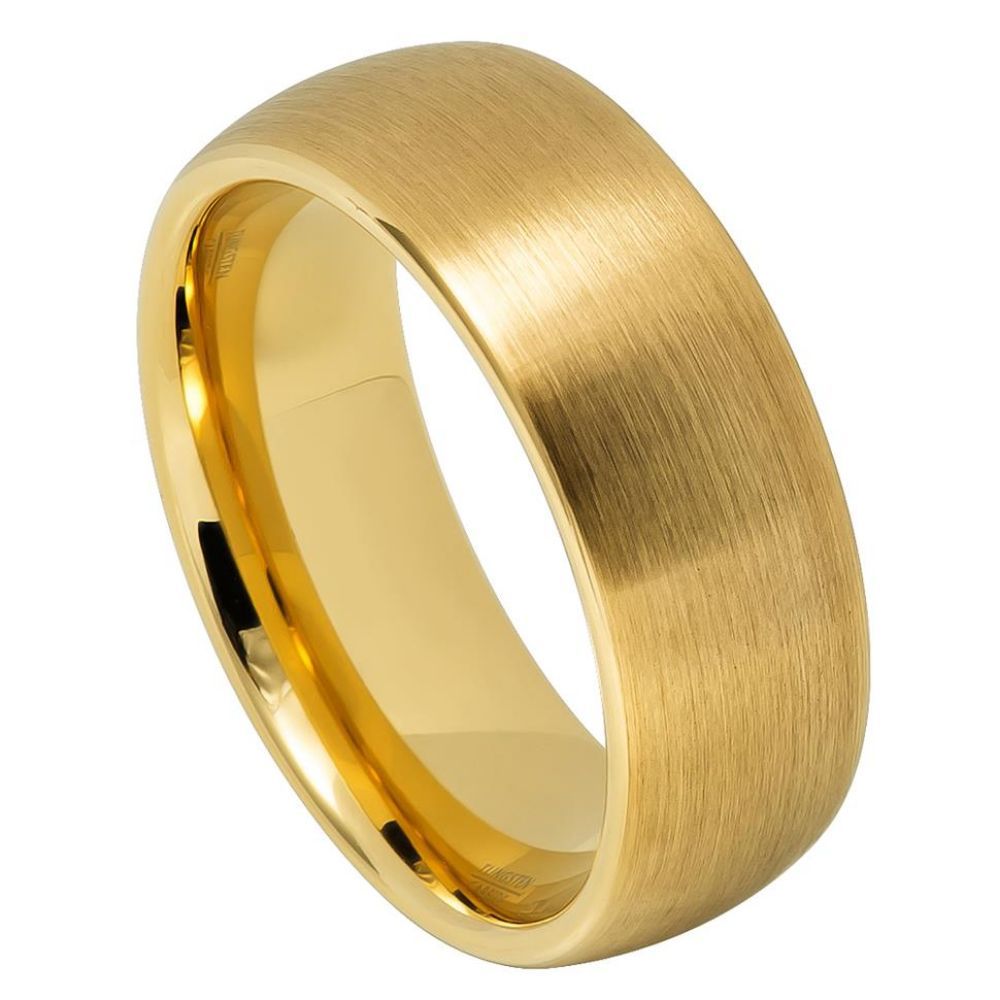 8mm Yellow Tungsten Brushed Domed Band