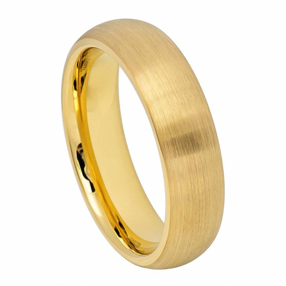 6mm Yellow Tungsten Brushed Domed Band