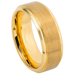 8mm Yellow Tungsten Brushed Band with Polished Stepped Edges