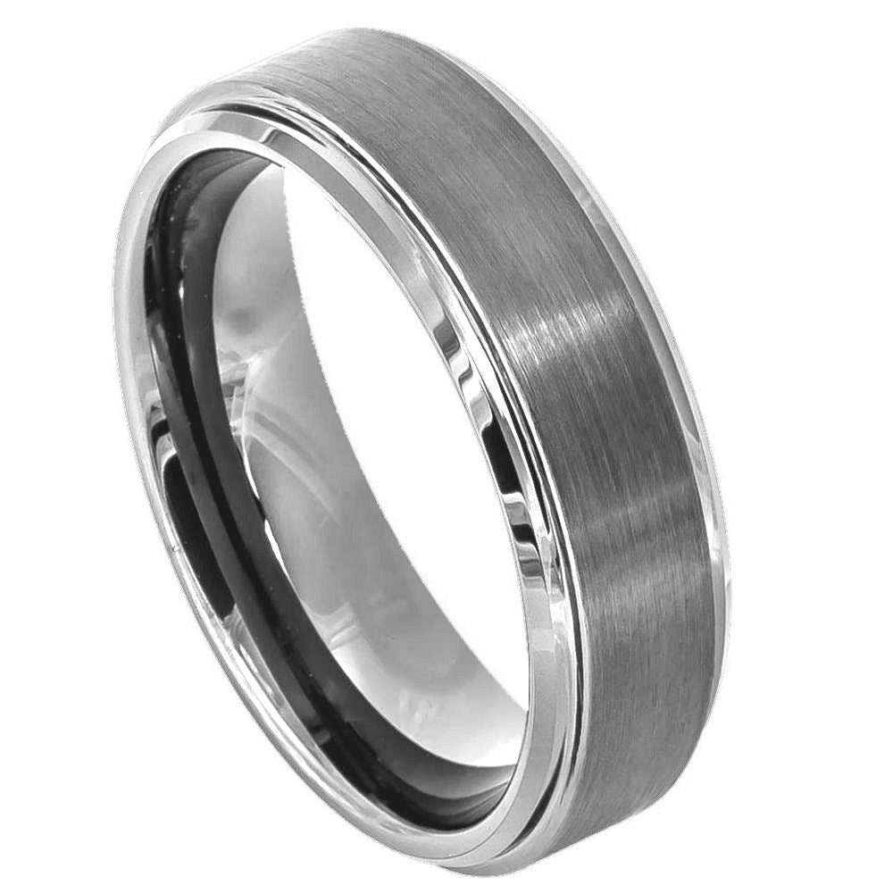 Flat Brushed Center Stepped Edge - Pasha Fine Jewelry