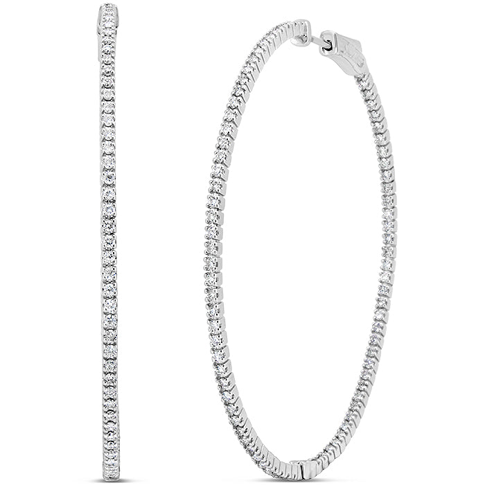 Inside Out Thin Diamond Hoop Earrings - Pasha Fine Jewelry