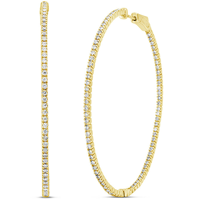 Inside Out Thin Diamond Hoop Earrings - Pasha Fine Jewelry