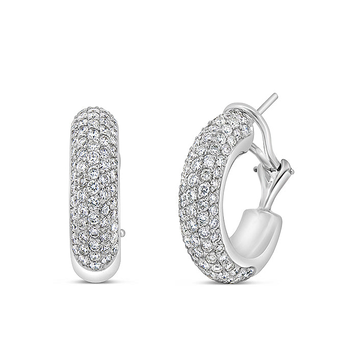 Pave Diamond Hoop Earrings - Pasha Fine Jewelry