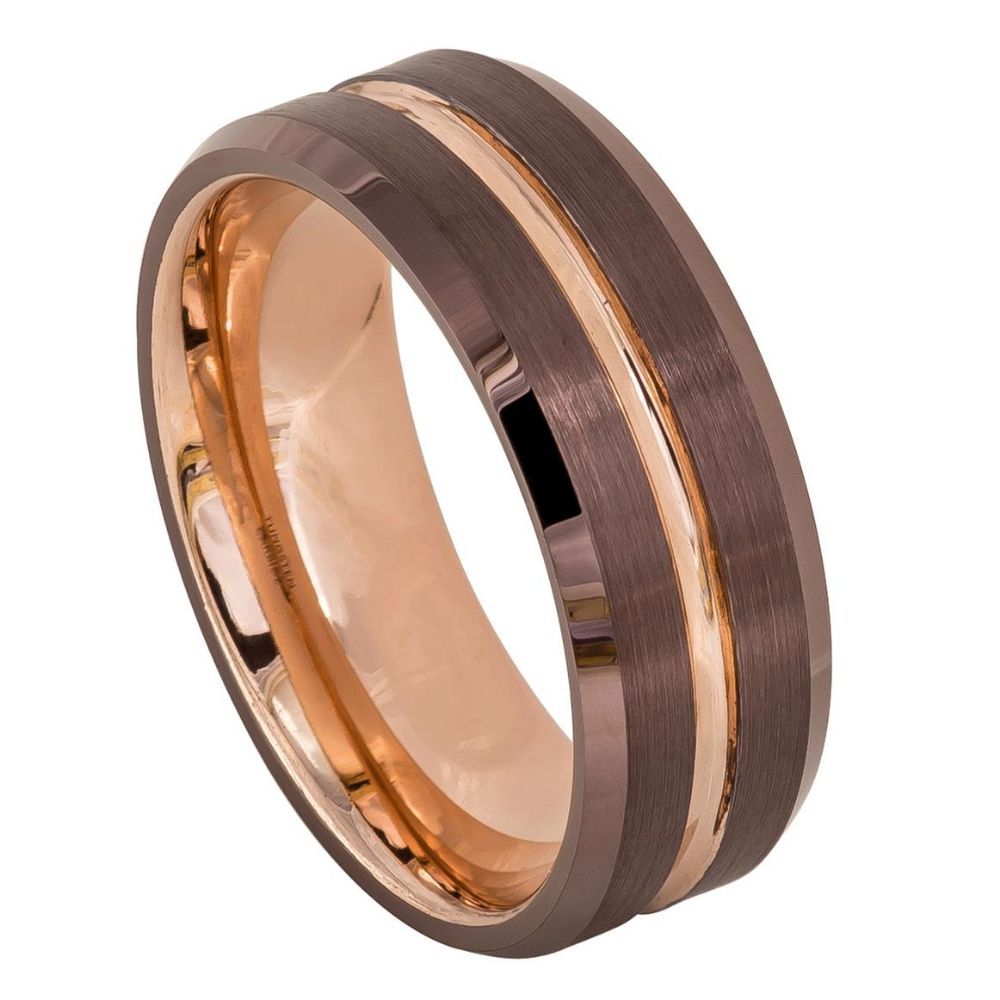Brown & Rose Tungsten band - Pasha Fine Jewelry