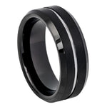 Black Beveled Single Groove Band - Pasha Fine Jewelry