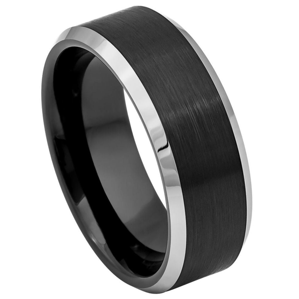 Black Tungsten White Edges - Pasha Fine Jewelry