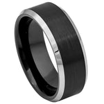 Black Tungsten White Edges - Pasha Fine Jewelry