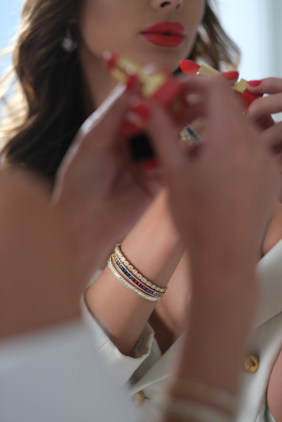 Baguette & Round Diamond Bangle - Pasha Fine Jewelry