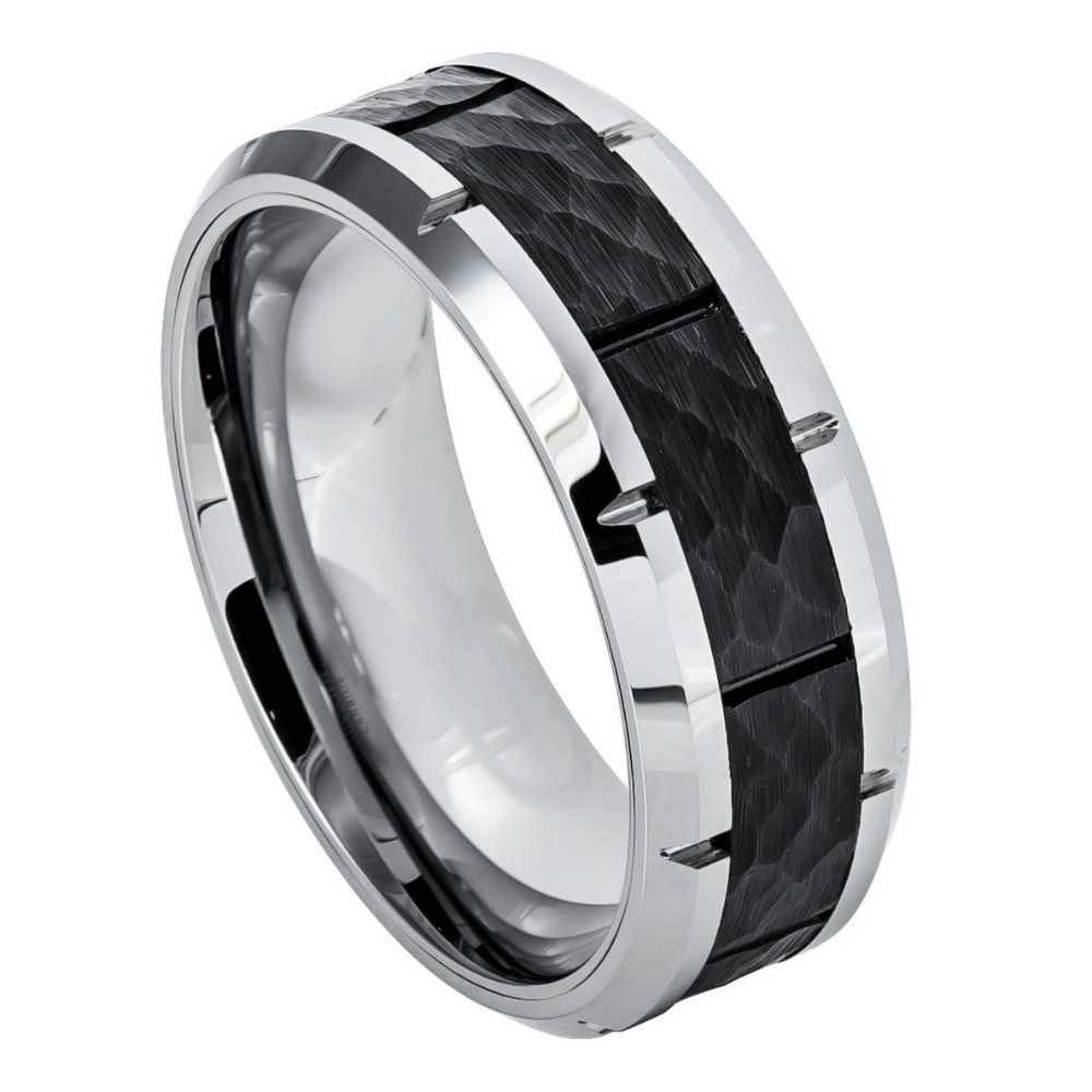Black Hammered Beveled Edge - Pasha Fine Jewelry