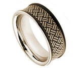 Laser Engraved Weave Pattern on Black Enamel Plated Matte Finish with High Polish Interior - Pasha Fine Jewelry