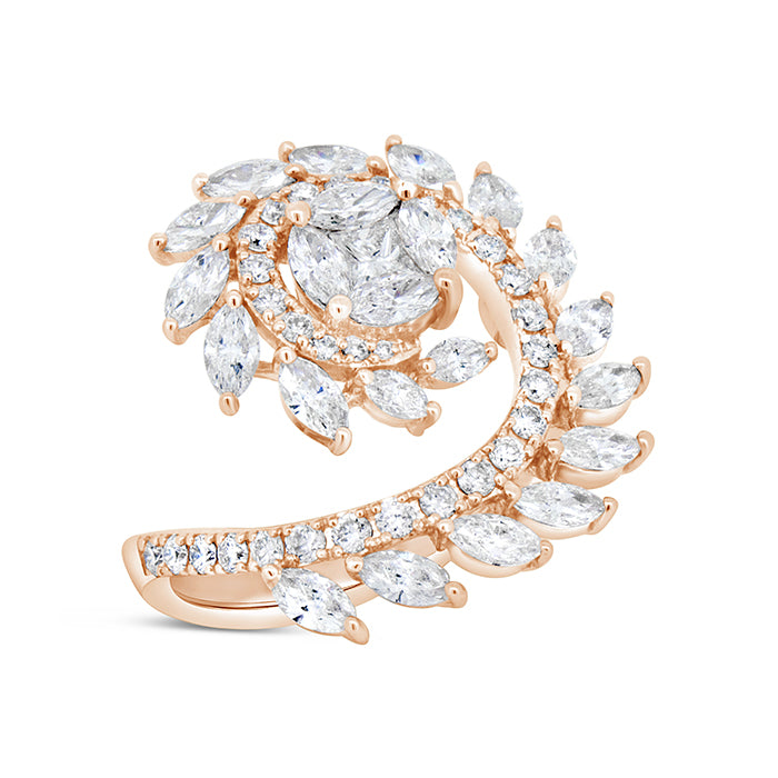 Spiral Leaf Diamond Ring - Pasha Fine Jewelry