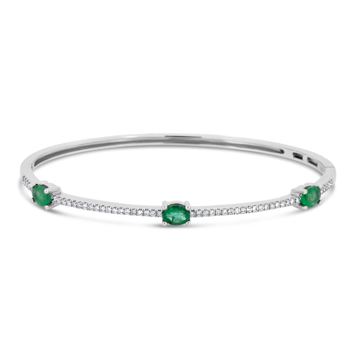Three Stone Emerald Bangle - Pasha Fine Jewelry