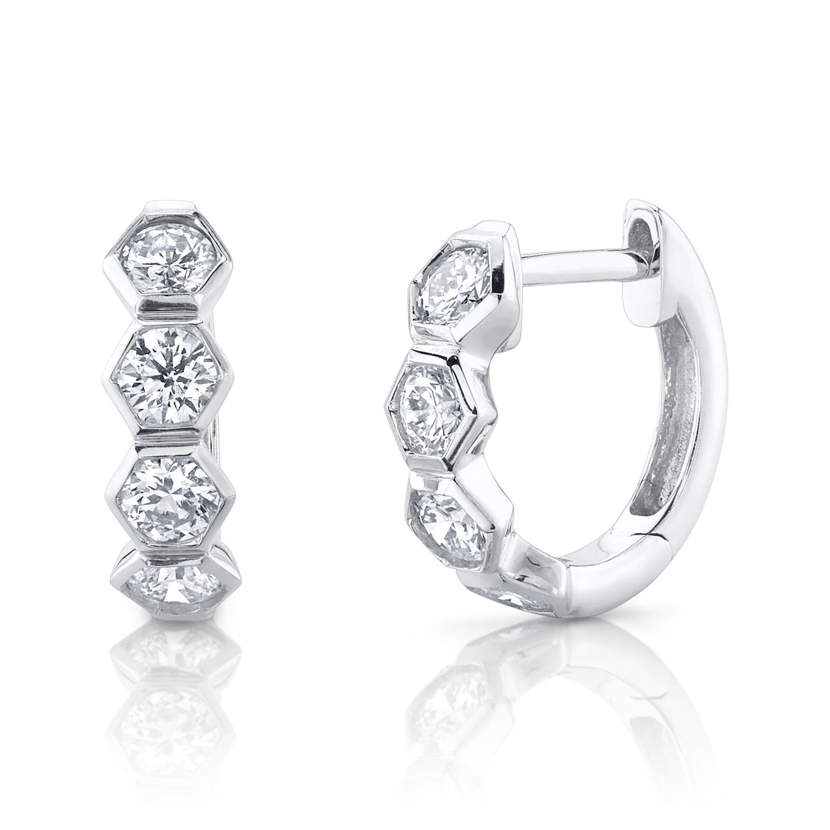 Hexagon Huggies - Pasha Fine Jewelry