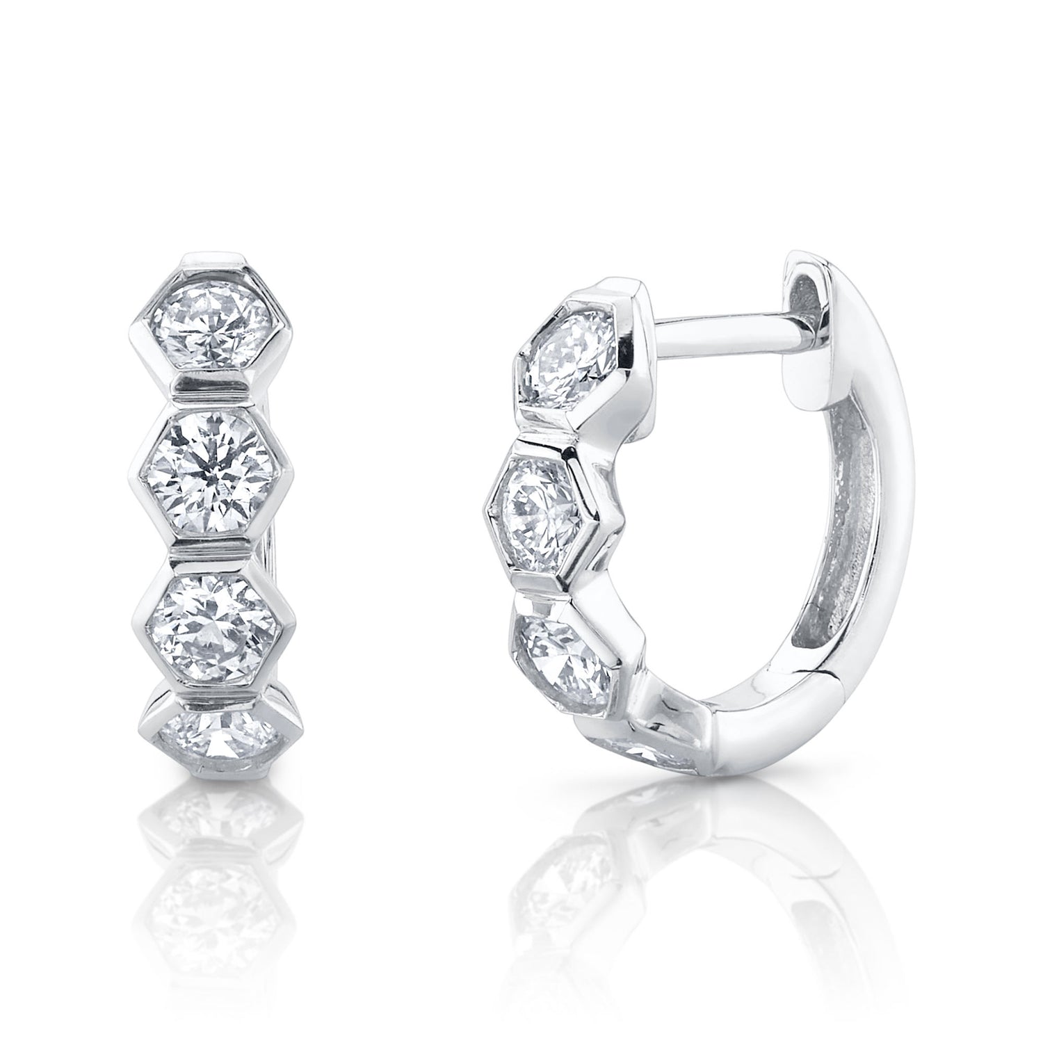 Hexagon Huggies - Pasha Fine Jewelry