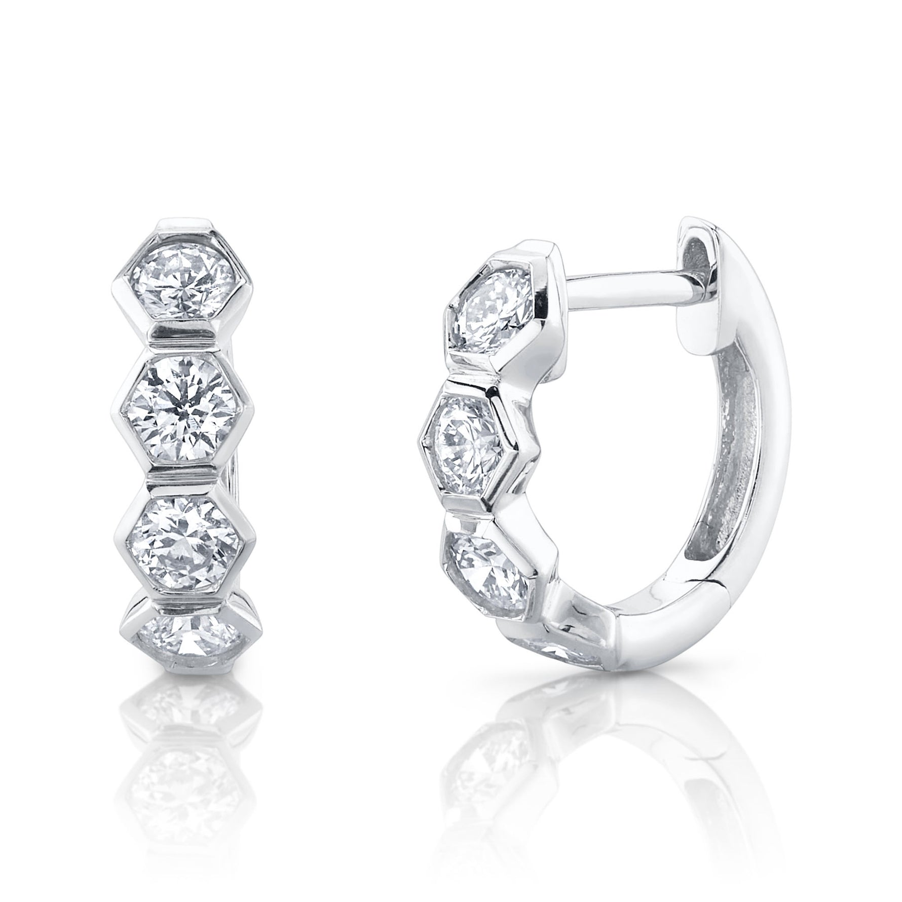 Hexagon Huggies - Pasha Fine Jewelry