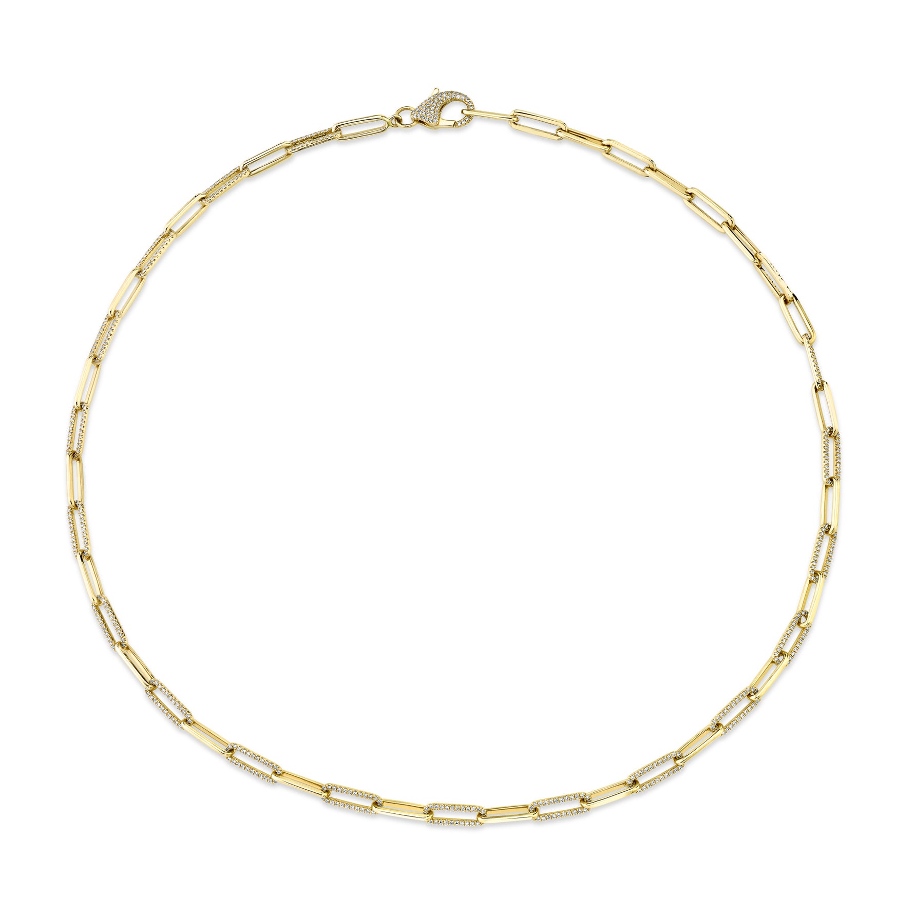 Diamond Paper Clip Link Necklace - Pasha Fine Jewelry