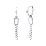 Diamond Dog Tag Link Huggie Earrings - Pasha Fine Jewelry