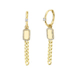 Diamond Dog Tag Link Huggie Earrings - Pasha Fine Jewelry